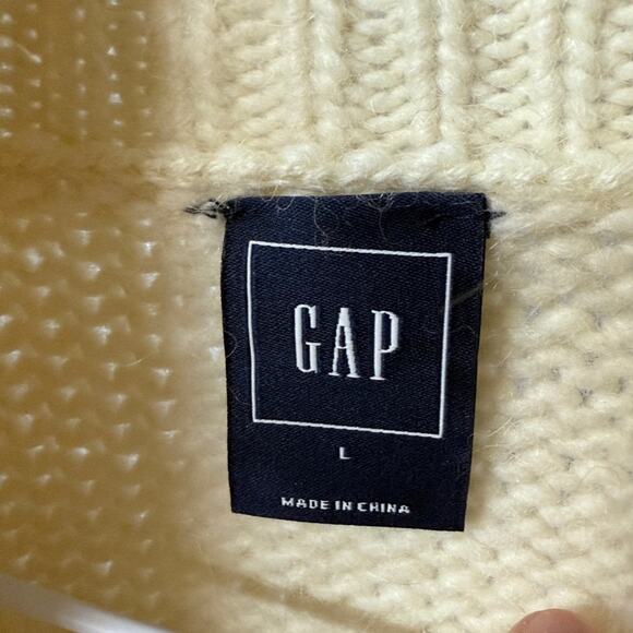 Gap Intarsia Optic White Cream Turtleneck Sweater Snowflake Design Large - Picture 7 of 8